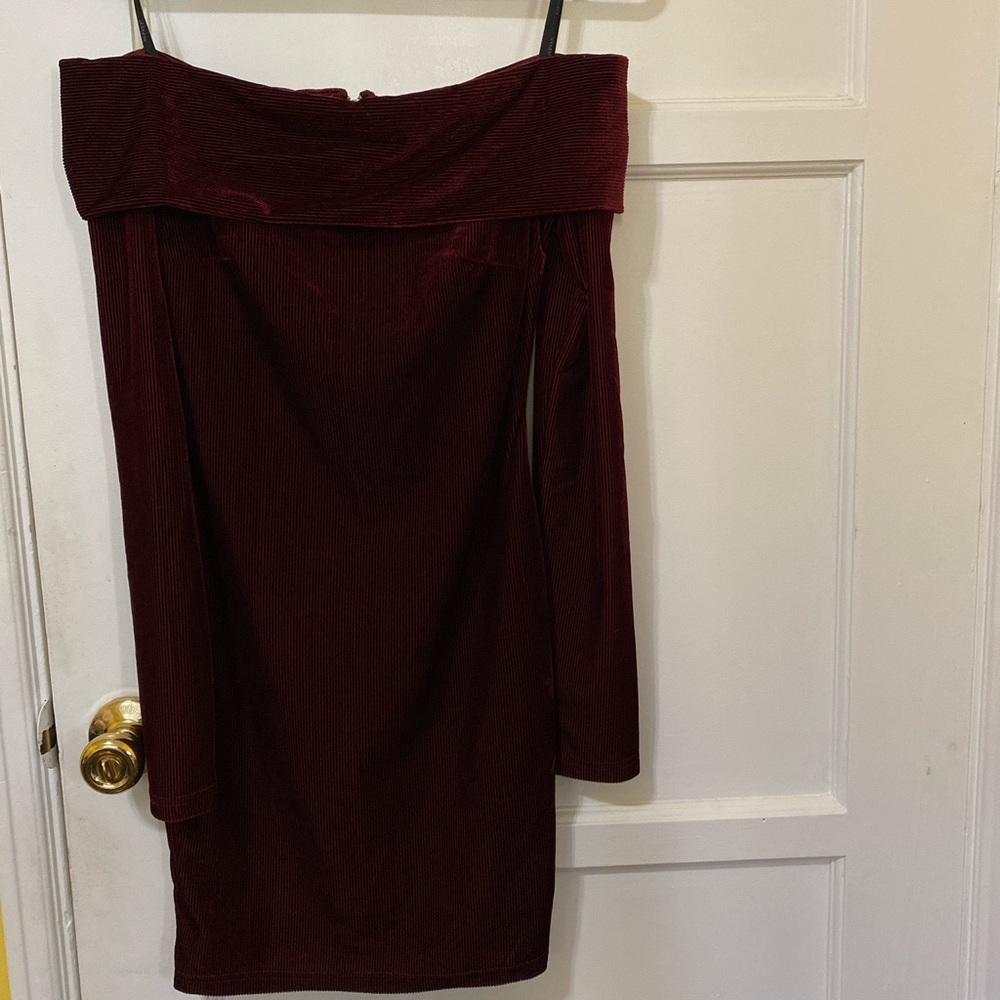 Papaya burgundy off the shoulder